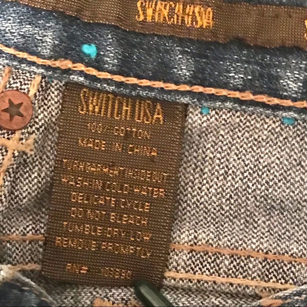 Switch Embroidered Distressed Low Rise Jeans Bird - Picture 7 of 10